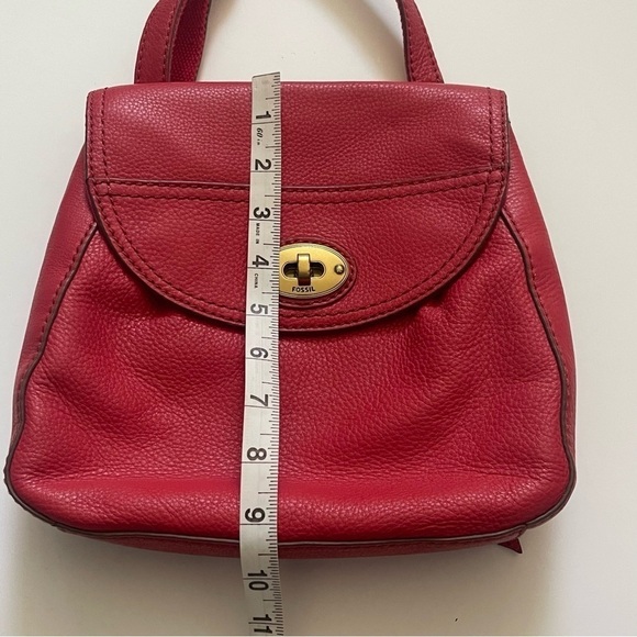 Fossil Crossbody Leather Satchel Bag Carson Style Red Casual One Size - Picture 14 of 17